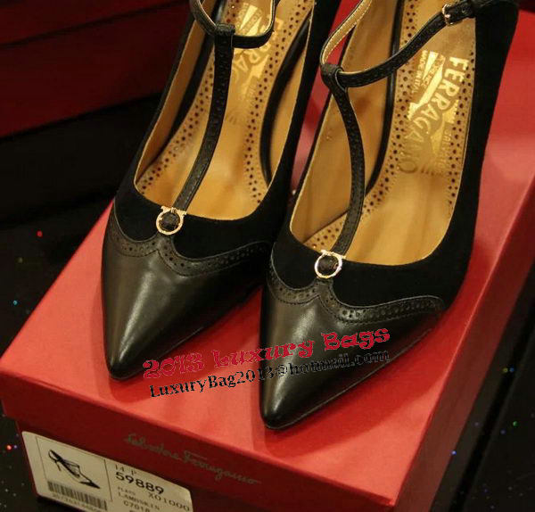 Ferragamo Suede Leather Pump FL0539 Black