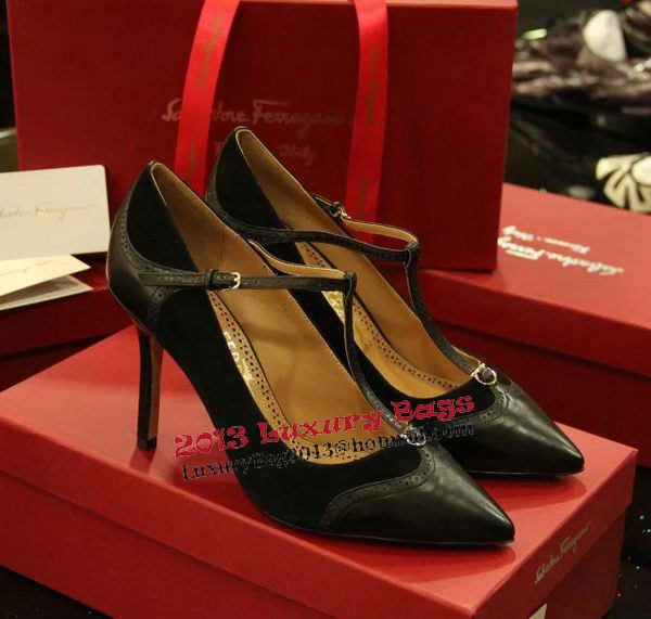 Ferragamo Suede Leather Pump FL0539 Black