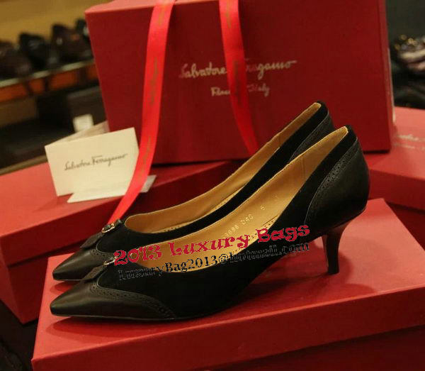 Ferragamo Suede Leather Pump FL0541 Black