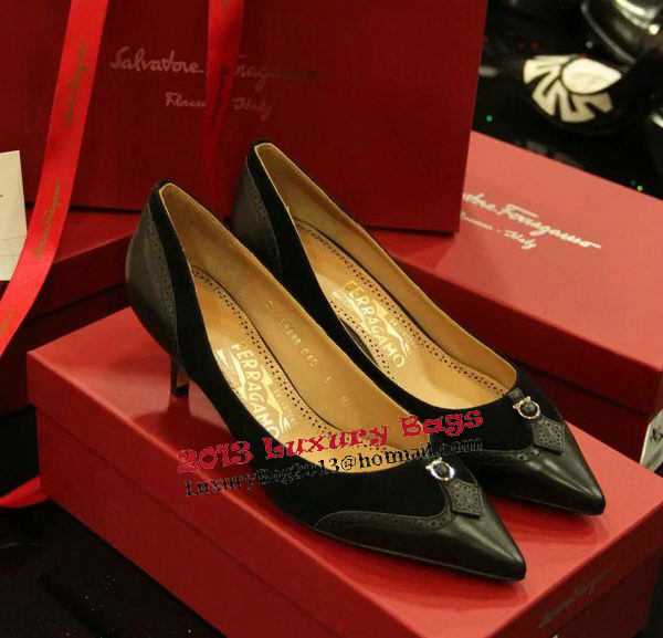 Ferragamo Suede Leather Pump FL0541 Black