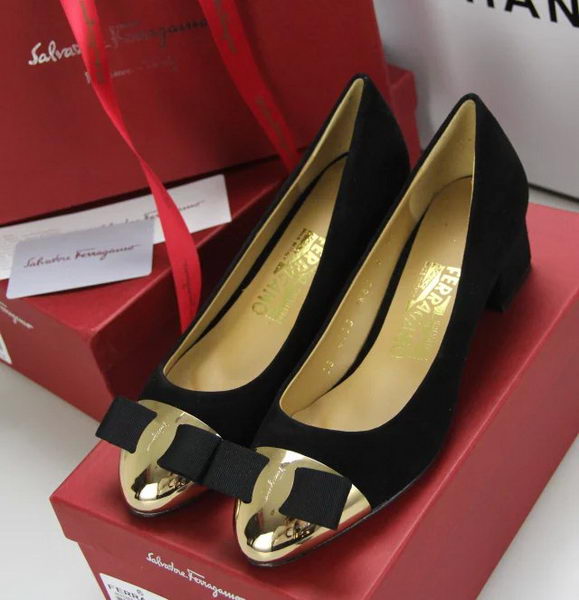 Ferragamo Suede Leather Pump FL0551 Black