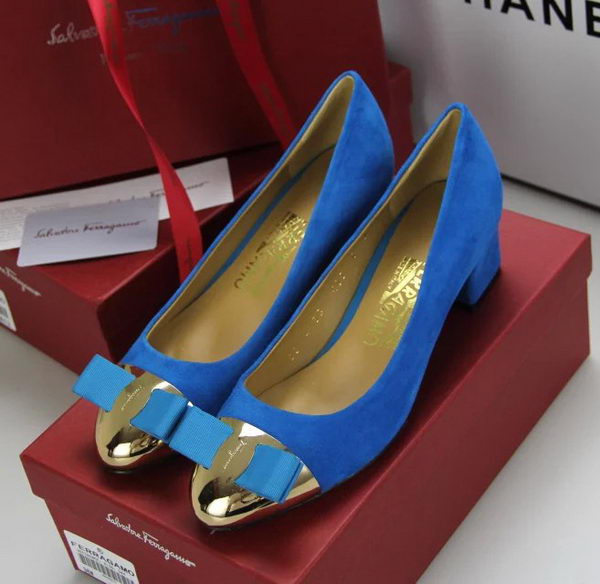 Ferragamo Suede Leather Pump FL0551 Blue