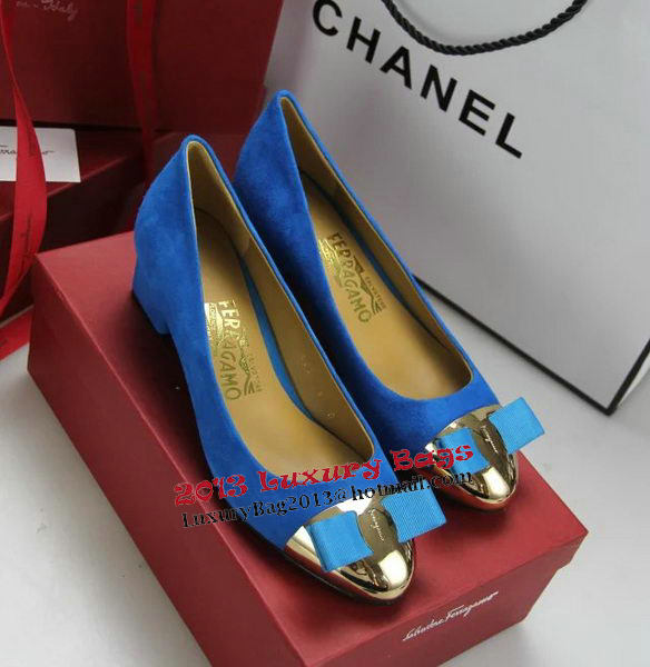 Ferragamo Suede Leather Pump FL0551 Blue