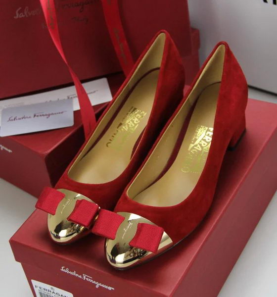 Ferragamo Suede Leather Pump FL0551 Red