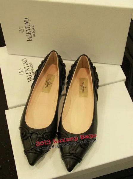 Valentino Point-Toe Ballerina Sheepskin VT404CK Black