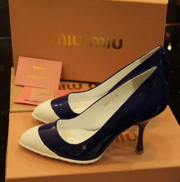 miu miu Patent Leather Point-Toe Pumps MM319CK Blue