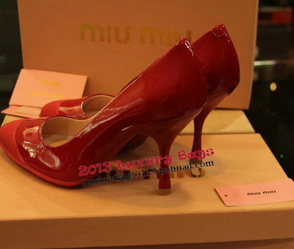 miu miu Patent Leather Point-Toe Pumps MM319CK Red