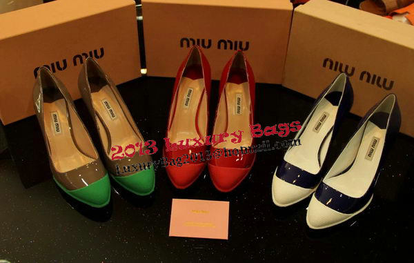 miu miu Patent Leather Point-Toe Pumps MM319CK Red