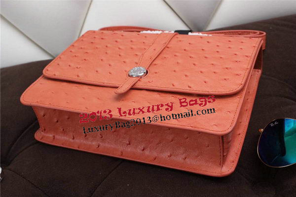 Hermes Ostrich Leather Flap Shoulder Bag H8075 Orange