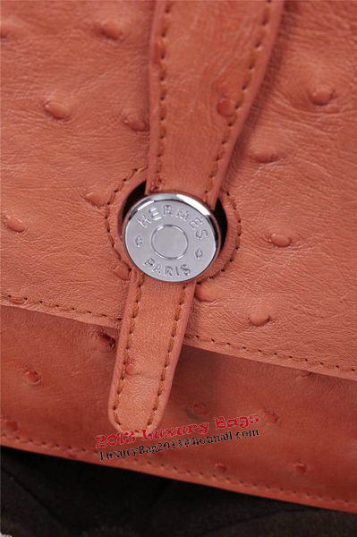 Hermes Ostrich Leather Flap Shoulder Bag H8075 Orange