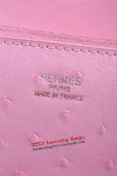 Hermes Ostrich Leather Flap Shoulder Bag H8075 Pink