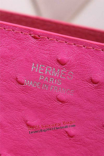 Hermes Ostrich Leather Flap Shoulder Bag H8075 Rose