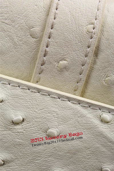 Hermes Ostrich Leather Flap Shoulder Bag H8075 White