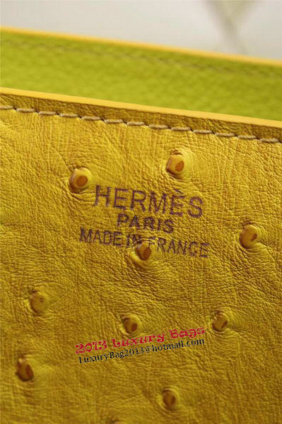 Hermes Ostrich Leather Flap Shoulder Bag H8075 Yellow