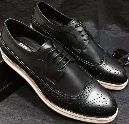 Prada Men Casual Shoes Calfskin Leather PD377 Black