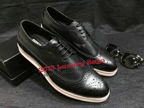 Prada Men Casual Shoes Calfskin Leather PD377 Black