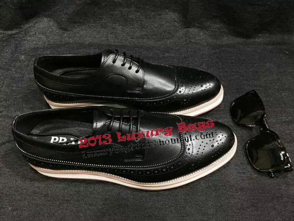 Prada Men Casual Shoes Calfskin Leather PD377 Black