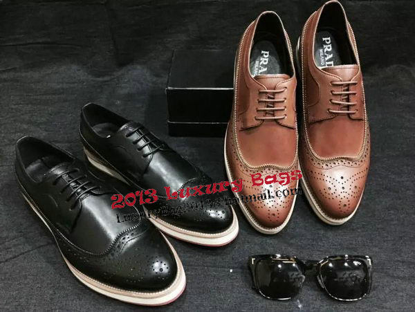 Prada Men Casual Shoes Calfskin Leather PD377 Black
