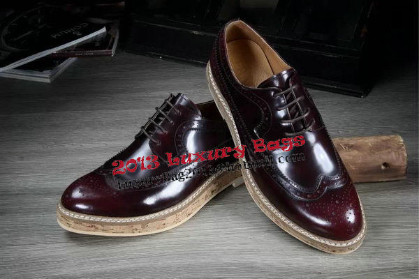 Prada Men Casual Shoes Calfskin Leather PD379 Burgundy