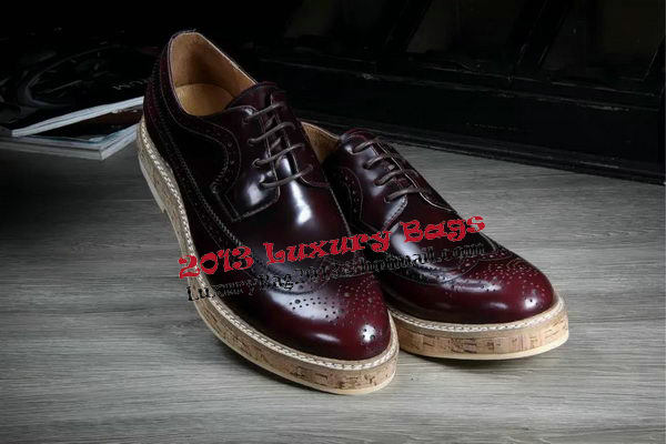 Prada Men Casual Shoes Calfskin Leather PD379 Burgundy