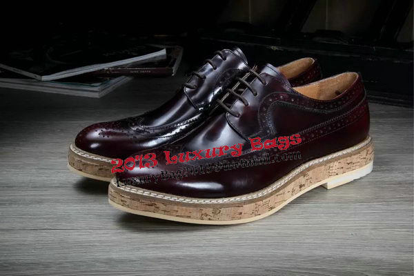 Prada Men Casual Shoes Calfskin Leather PD379 Burgundy