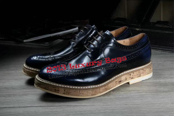 Prada Men Casual Shoes Calfskin Leather PD379 Royal