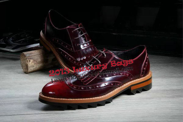 Prada Men Casual Shoes Calfskin Leather PD382 Burgundy