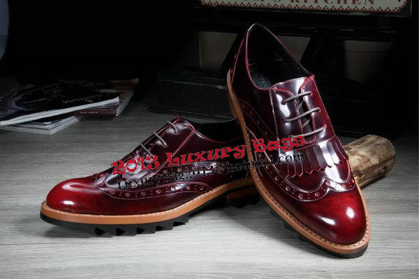 Prada Men Casual Shoes Calfskin Leather PD382 Burgundy