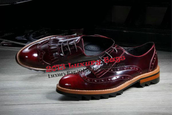 Prada Men Casual Shoes Calfskin Leather PD382 Burgundy