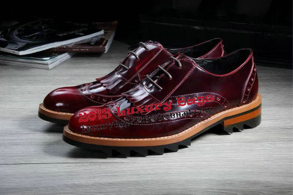 Prada Men Casual Shoes Calfskin Leather PD382 Burgundy