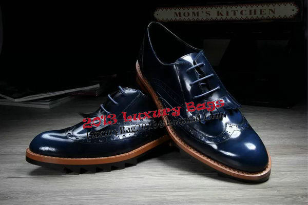 Prada Men Casual Shoes Calfskin Leather PD382 Royal