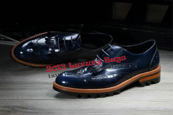 Prada Men Casual Shoes Calfskin Leather PD382 Royal