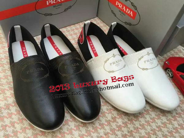 Prada Casual Shoes Calfskin Leather PD384 Black
