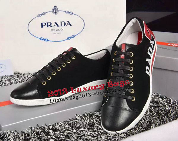 Prada Casual Shoes Calfskin Leather PD388 Black