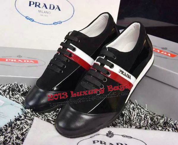 Prada Casual Shoes Suede Leather PD390 Black