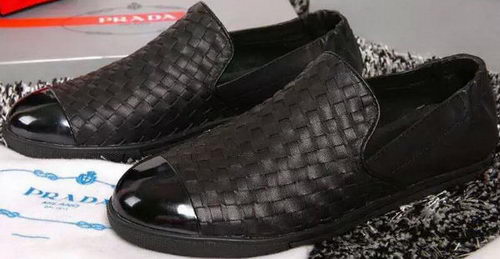 Prada Casual Shoes Weave Leather PD386 Black