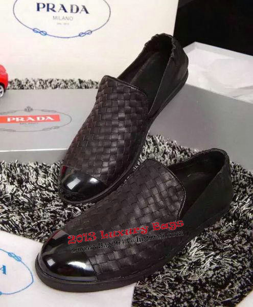 Prada Casual Shoes Weave Leather PD386 Black