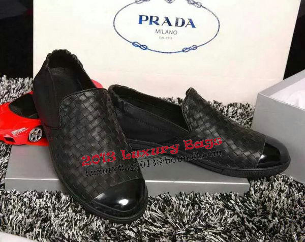 Prada Casual Shoes Weave Leather PD386 Black