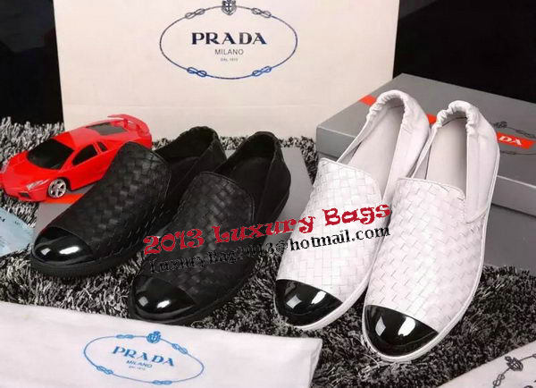 Prada Casual Shoes Weave Leather PD386 Black