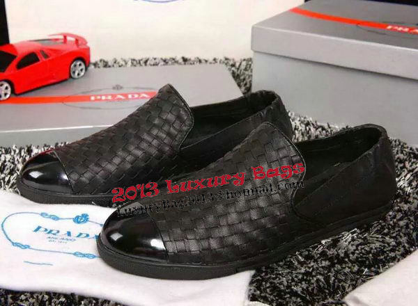 Prada Casual Shoes Weave Leather PD386 Black