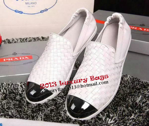 Prada Casual Shoes Weave Leather PD386 White