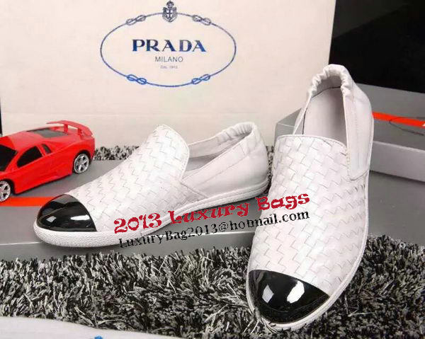 Prada Casual Shoes Weave Leather PD386 White