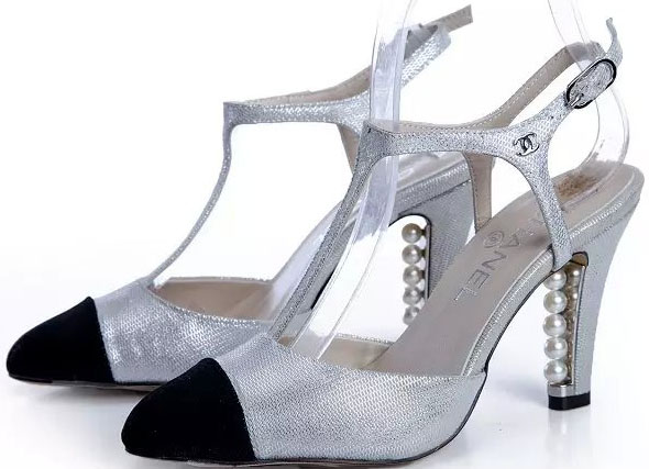 Chanel Sandals Pump Calfskin CH1088 Silver