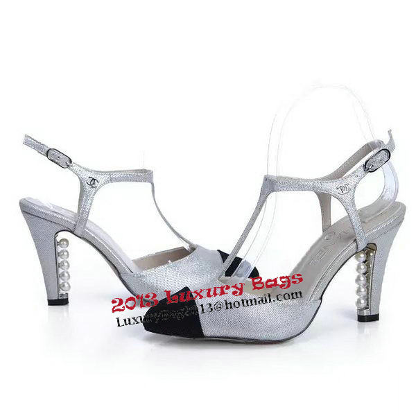 Chanel Sandals Pump Calfskin CH1088 Silver