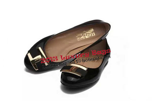 Ferragamo Ballerina Sheepskin Leather FL0575 Black