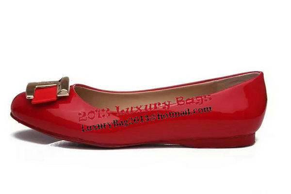 Ferragamo Ballerina Sheepskin Leather FL0575 Red