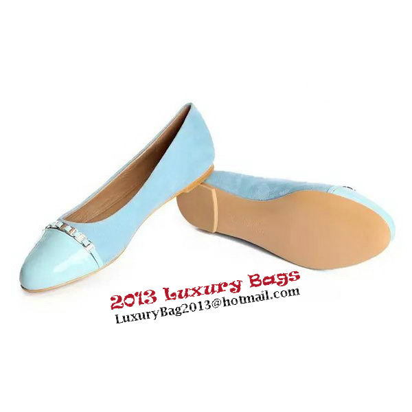 Ferragamo Ballerina Suede Leather FL0559 Light Blue