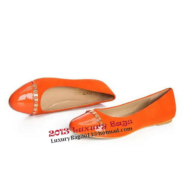 Ferragamo Ballerina Suede Leather FL0559 Orange