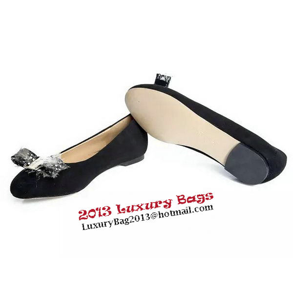 Ferragamo Ballerina Suede Leather FL0563 Black