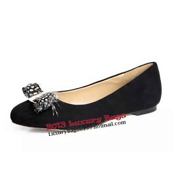 Ferragamo Ballerina Suede Leather FL0563 Black